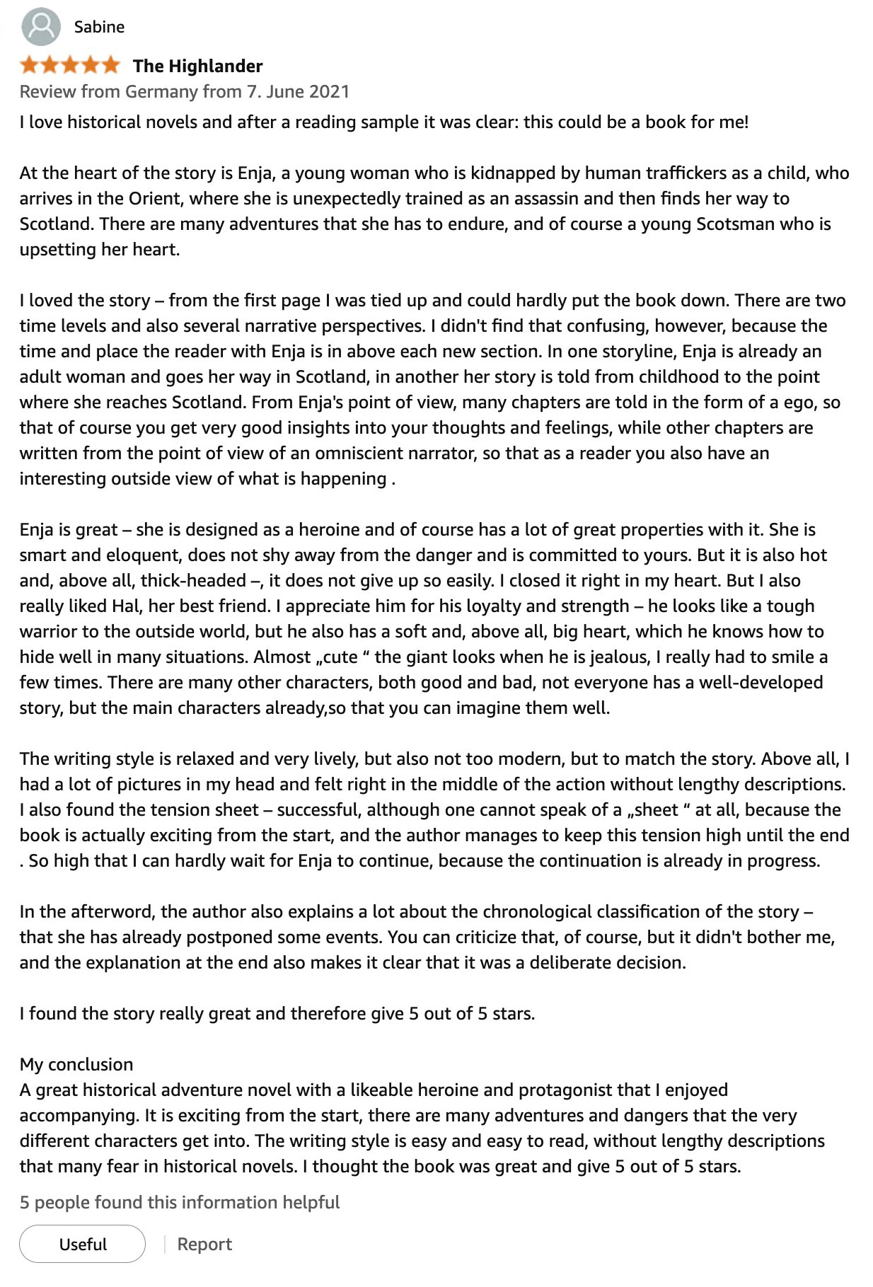 Amazon reader review 17 of The Highlanderess