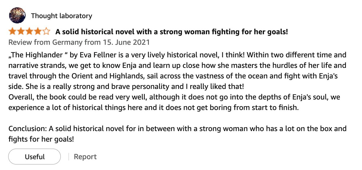 Amazon reader review 18 of The Highlanderess