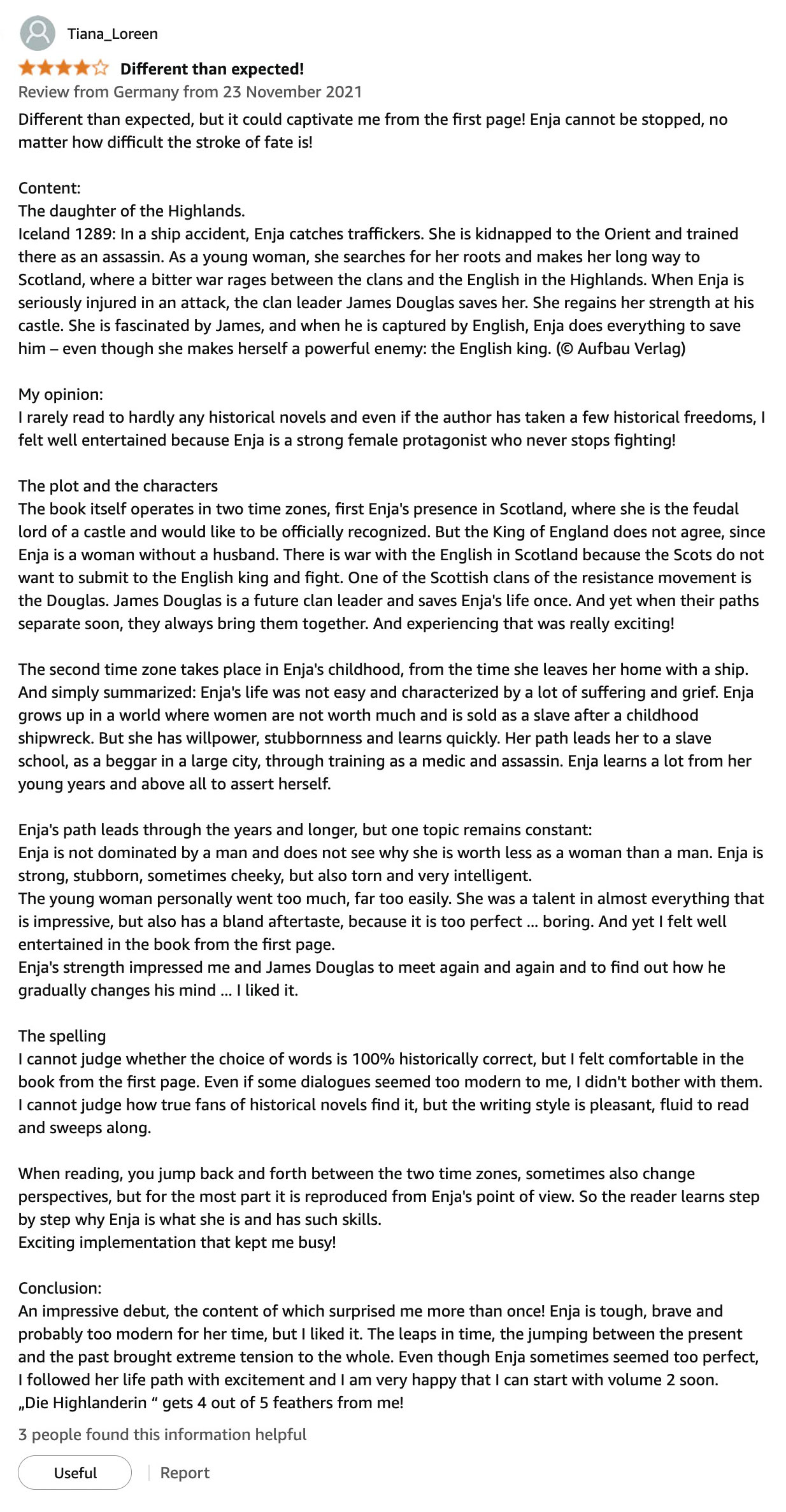 Amazon reader review 35 of The Highlanderess